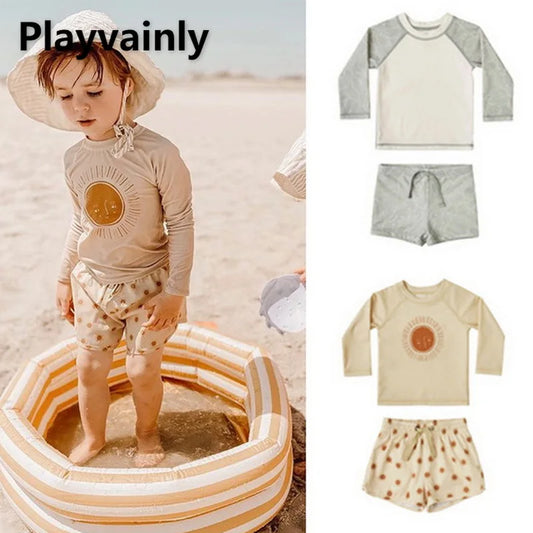 Baby Boys Swimming Wear Spell colour long sleeve swimsuit