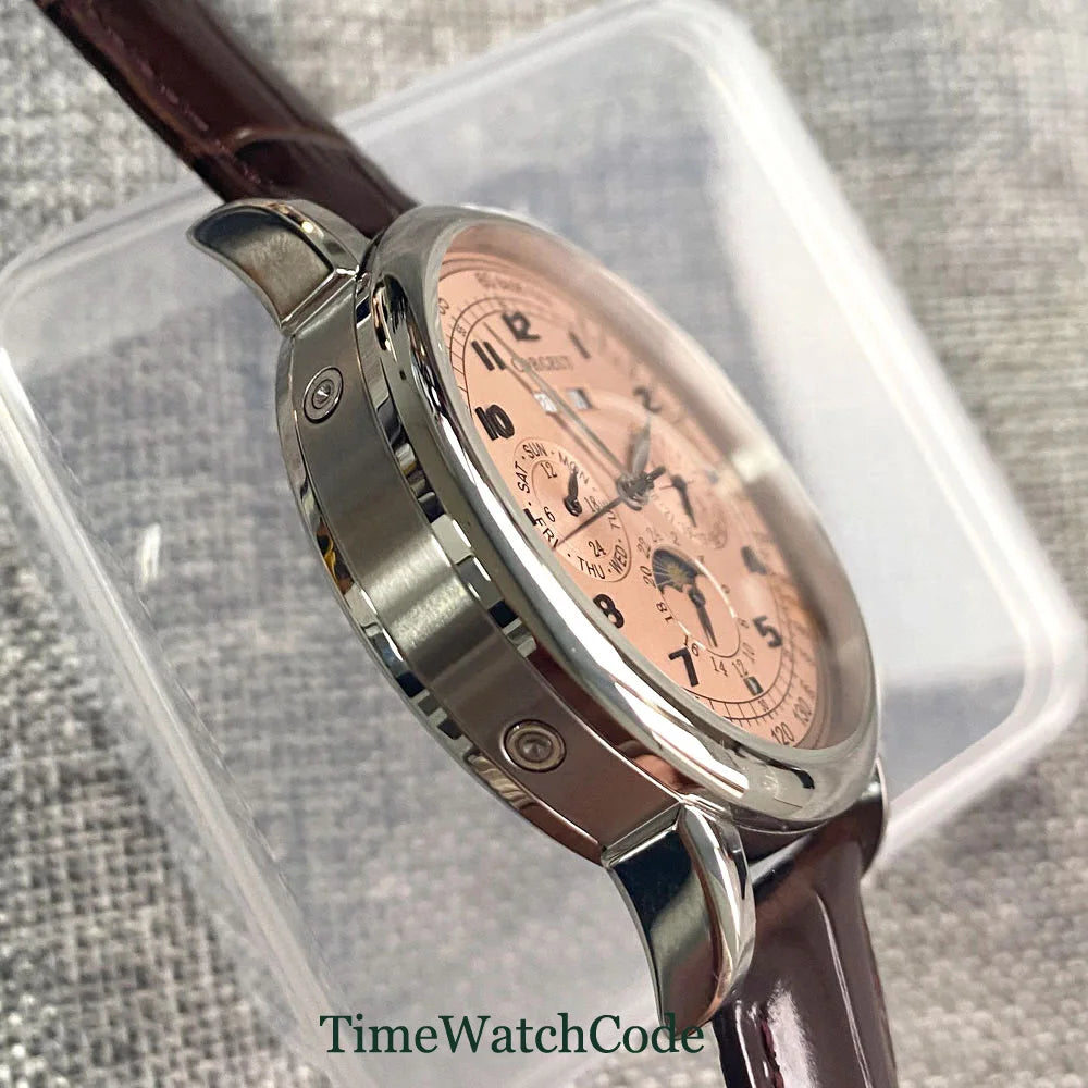 Automatic Men's Watch Date Day Month Year Rose Gold Dial