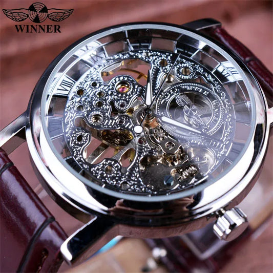 Fashion Winner Brand Transparent Watch Mechanical Skeleton