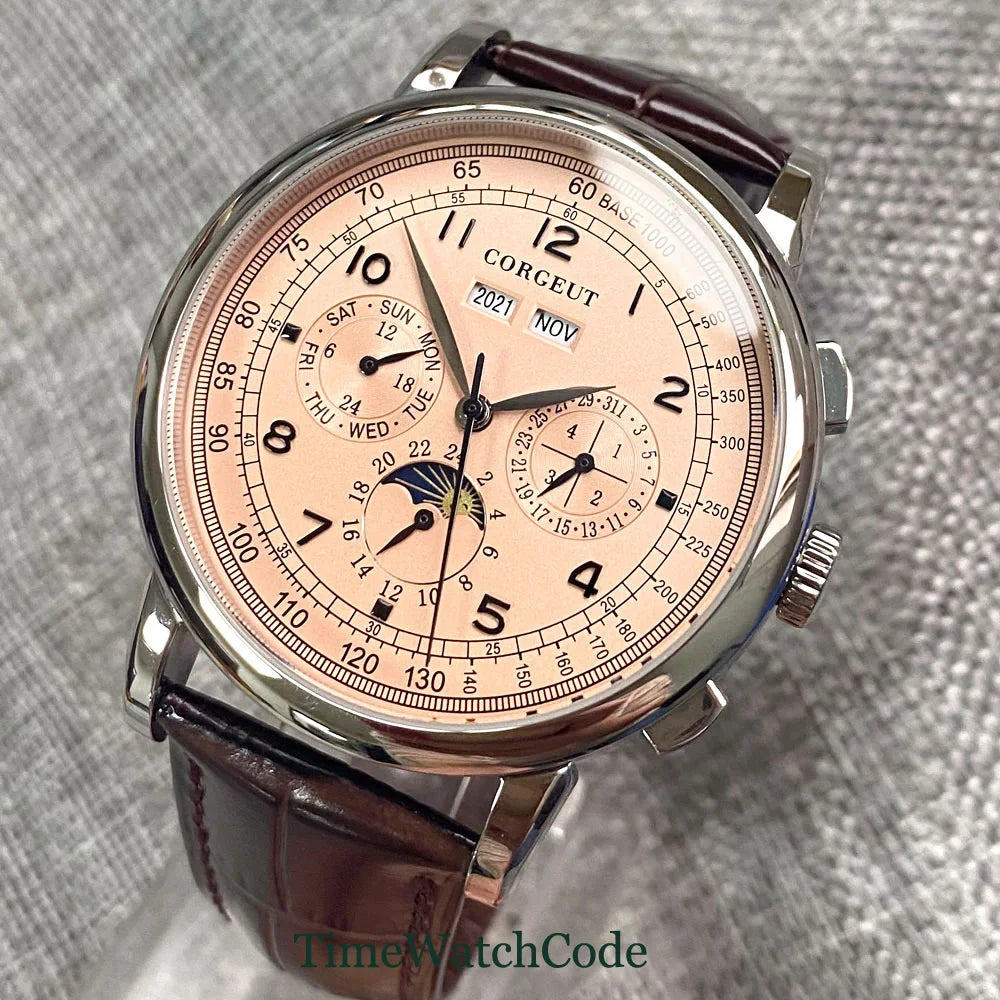 Automatic Men's Watch Date Day Month Year Rose Gold Dial