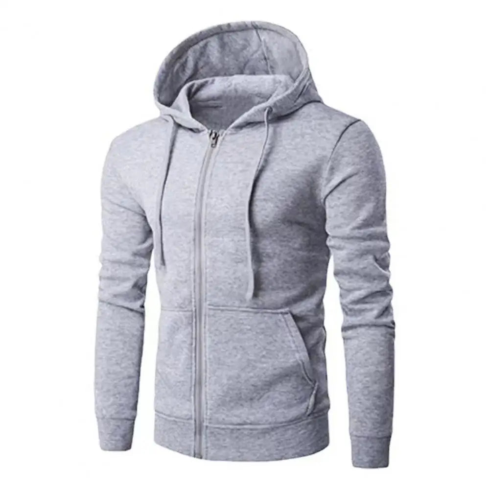 Men Sweatshirts Long Sleeve Jacket Hoodie Zipper Closure