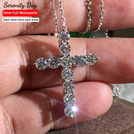 Cross Necklace G R A Certified S 925 Silver Jesus Pendant Neck Chain for Women