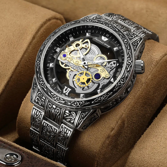 Men's Non-mechanical Watch Engraved European Style Bold Wristwatch