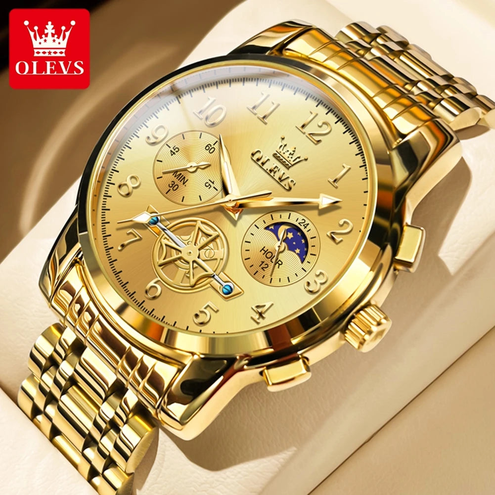 Fashion Skeleton Chronograph Quartz Wrist Watch for Men