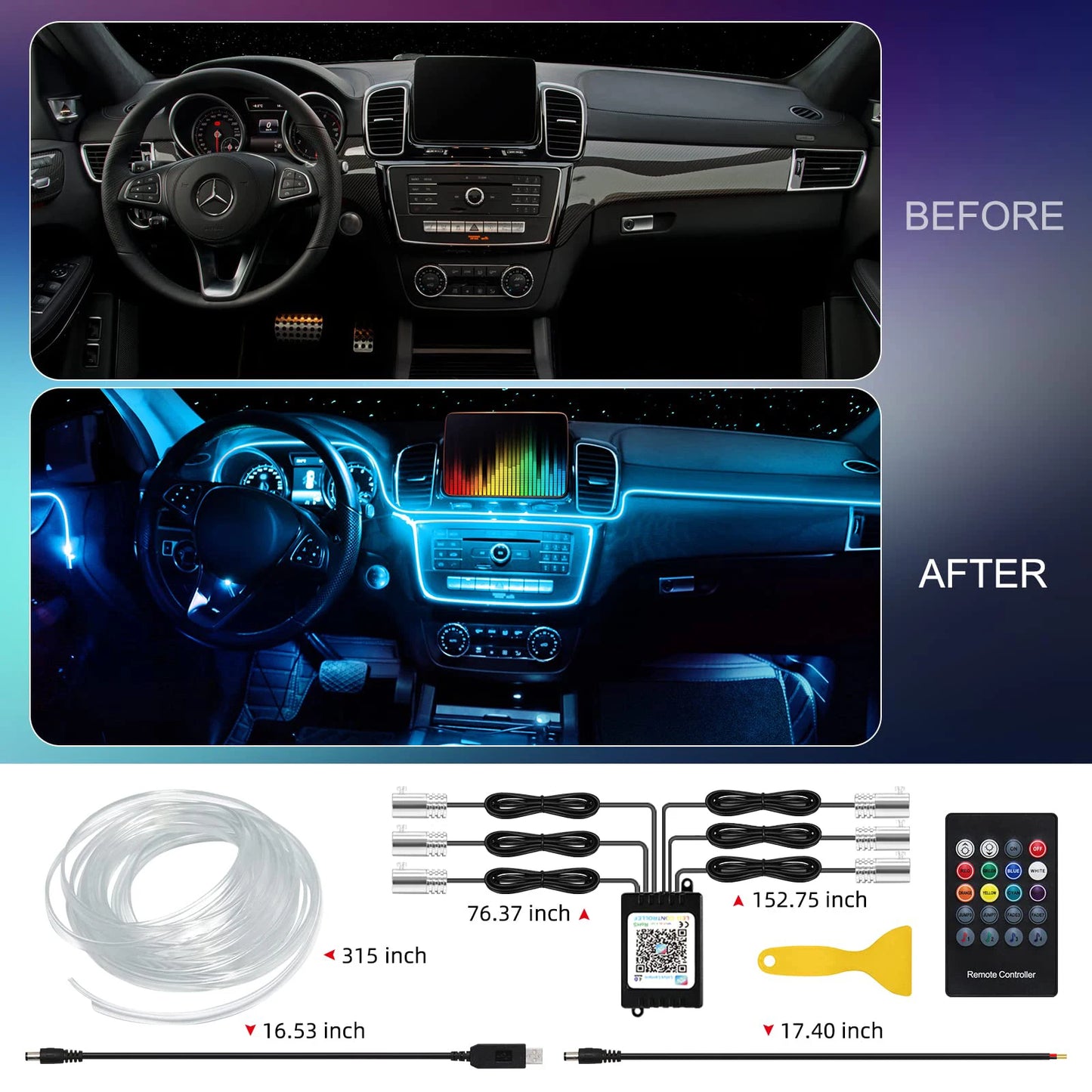 LED Car Interior Ambient Strip Lights