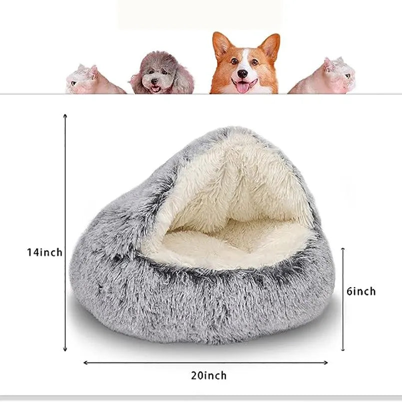 Warm Cat Dog 2 in 1 Sleeping Nest Cave for Small Dogs