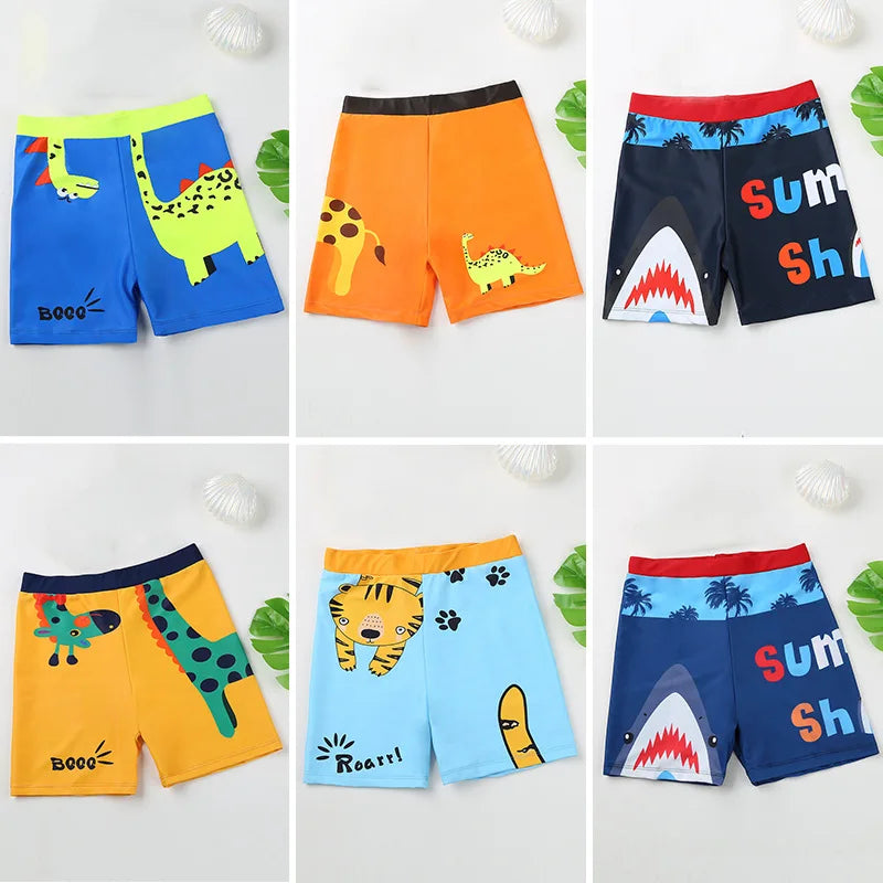 Children Beach Shorts Cartoon Print  Summer Swimming Trunks