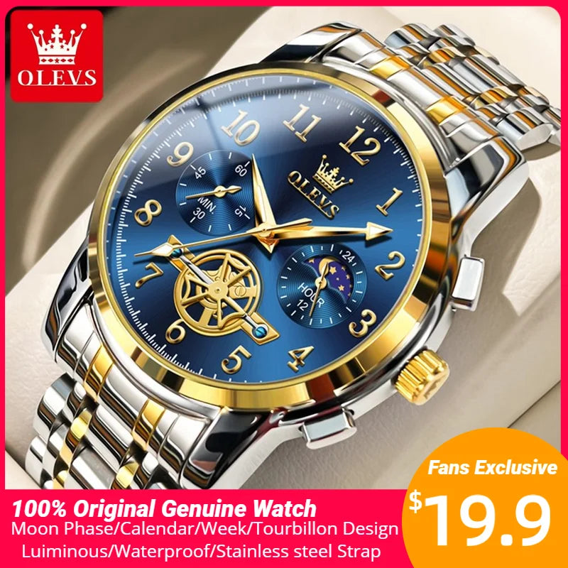 Fashion Skeleton Chronograph Quartz Wrist Watch for Men