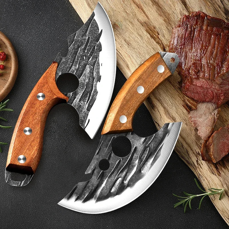 Forged Meat Cleaver Kitchen Chef Knife Fishing Boning Fruit Cutting Knife BBQ Butcher Portable Utility Viking Knife Can Opener