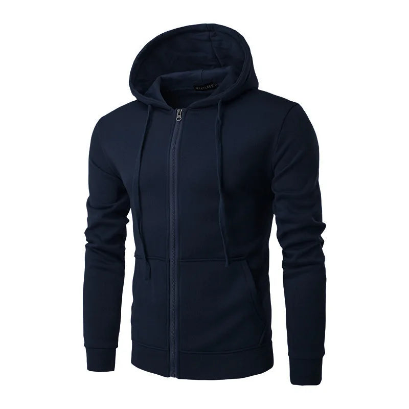 Men Sweatshirts Long Sleeve Jacket Hoodie Zipper Closure