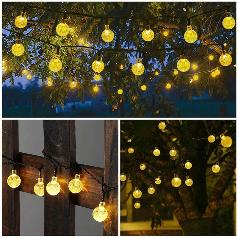 Solar Crystal Globe LED String Lights 60 LED