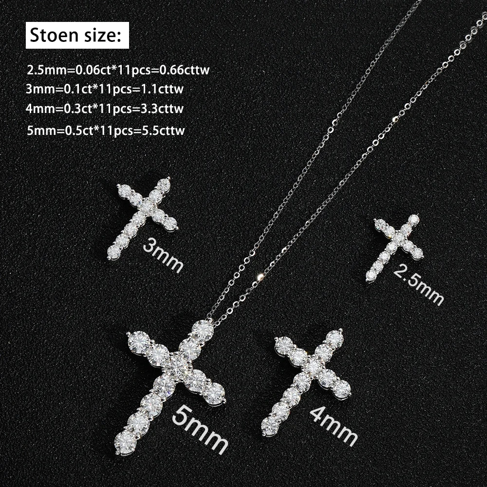 Cross Necklace G R A Certified S 925 Silver Jesus Pendant Neck Chain for Women