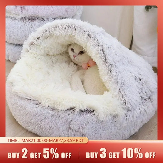 Warm Cat Dog 2 in 1 Sleeping Nest Cave for Small Dogs