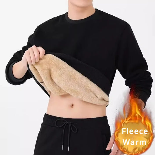 Winter Men Fleece Sweatshirts Keep Warm Underwear Casual