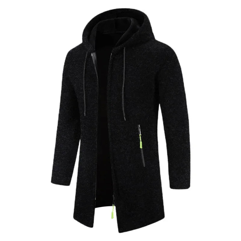 Men Zipper Hooded \Winter Top Jacket Coat Black Sweater