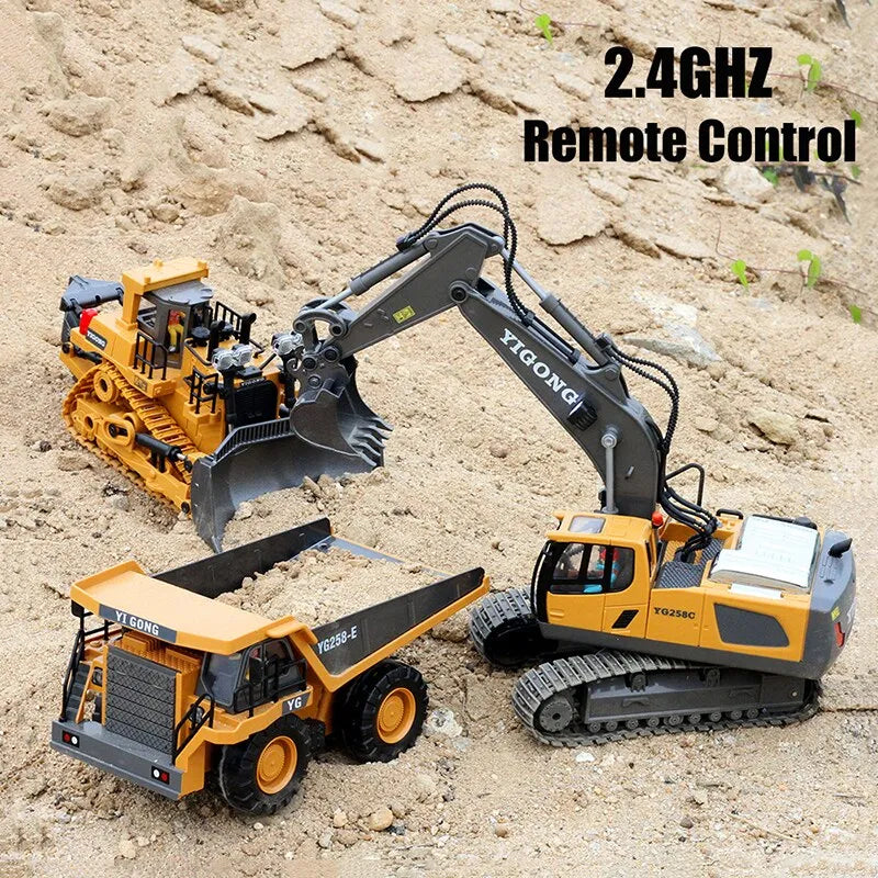 For Boys Radio Control Excavator Dump Truck Bulldozer