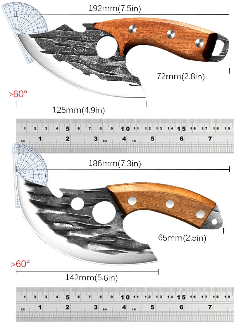 Forged Meat Cleaver Kitchen Chef Knife Fishing Boning Fruit Cutting Knife BBQ Butcher Portable Utility Viking Knife Can Opener