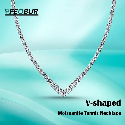 Full Moissanite Tennis Necklace for Women