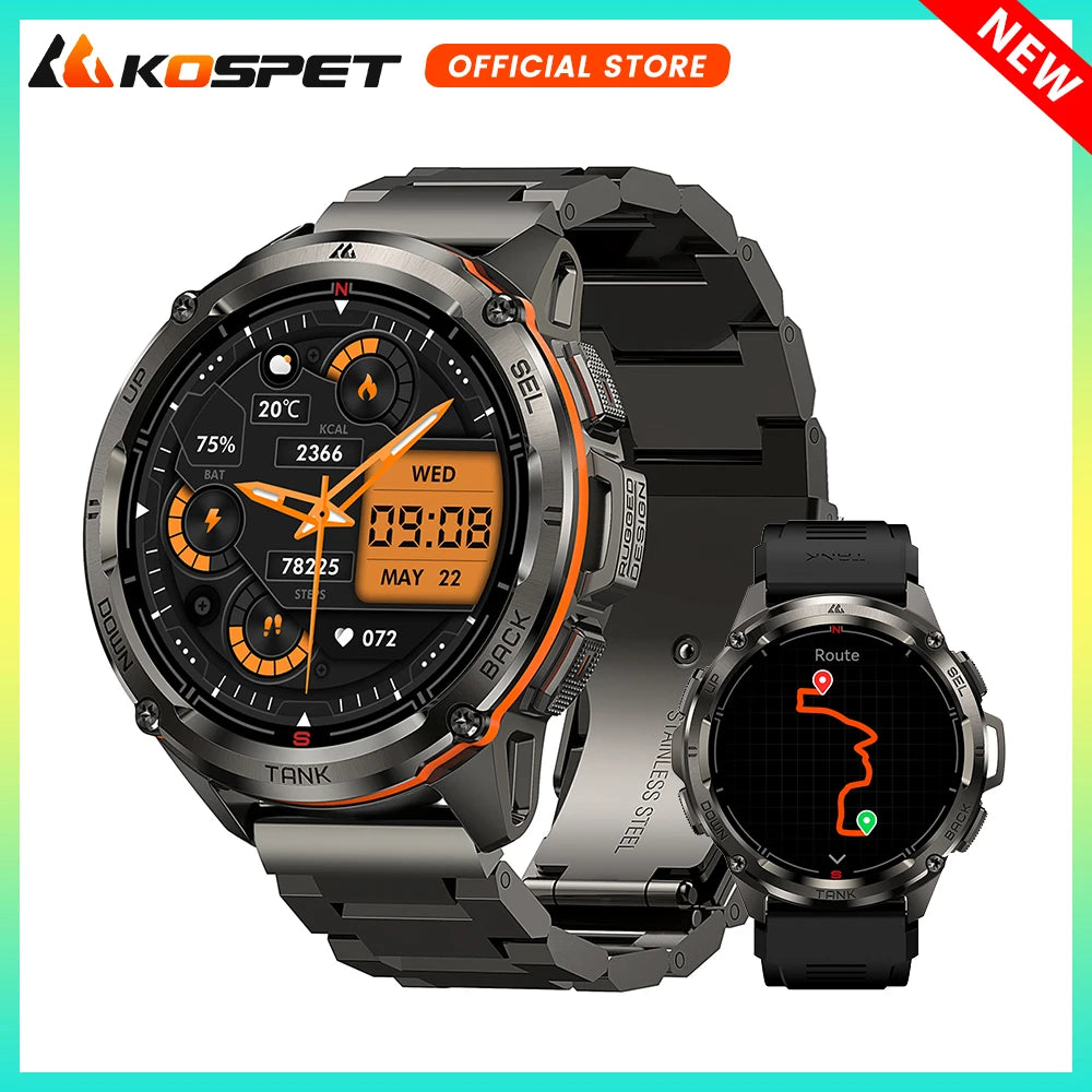 2024 Original KOSPET TANK T3 Ultra GPS Smart Watch Men