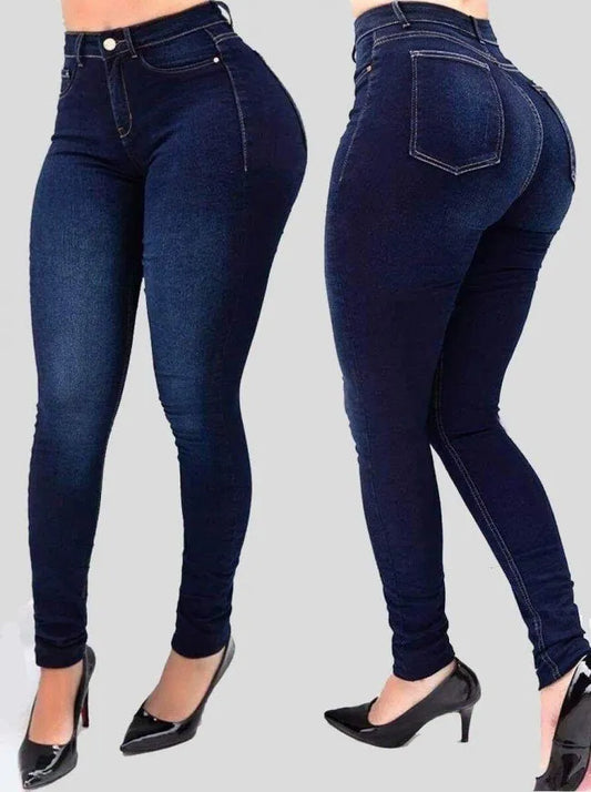 Woman's pure colour jeans denim high waist