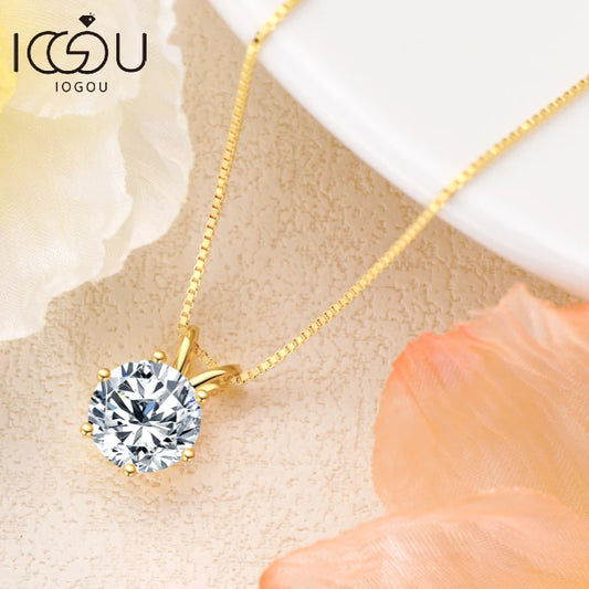 Luxury 3.0 Carat  Pendant Necklaces for Women Real 925 Silver