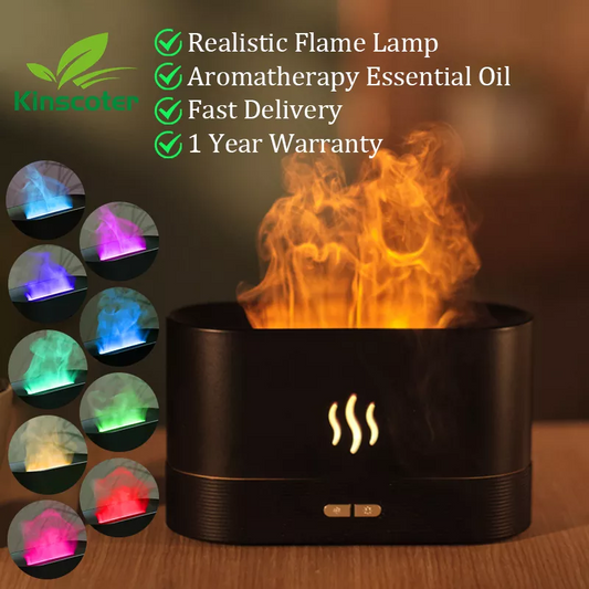 Aroma Air Humidifier Ultrasonic Cool Mist Maker Led Essential Oil Flame Lamp Difusor