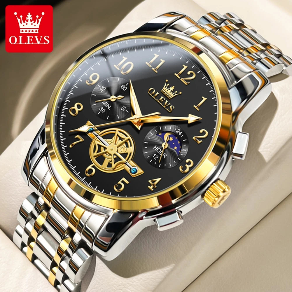 Fashion Skeleton Chronograph Quartz Wrist Watch for Men