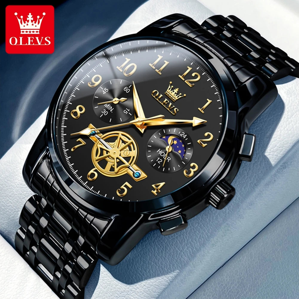 Fashion Skeleton Chronograph Quartz Wrist Watch for Men