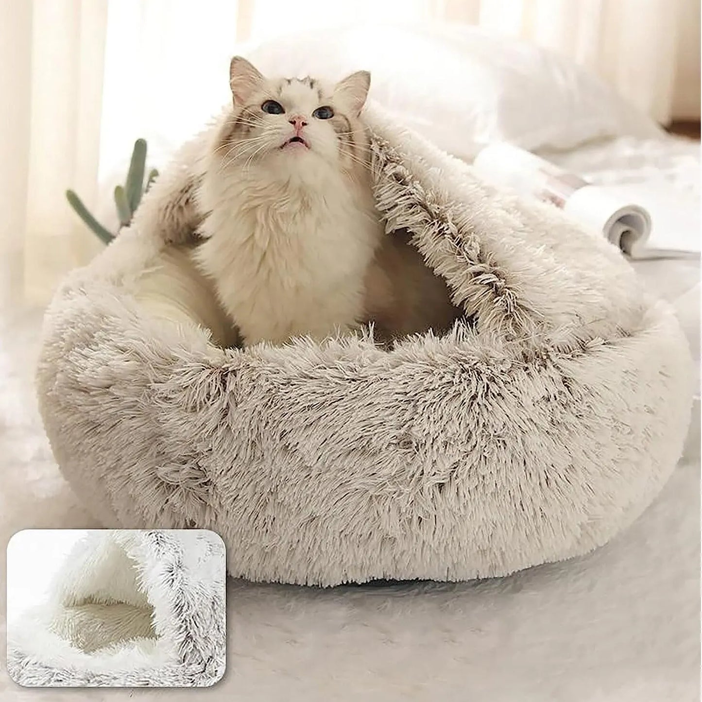 Warm Cat Dog 2 in 1 Sleeping Nest Cave for Small Dogs