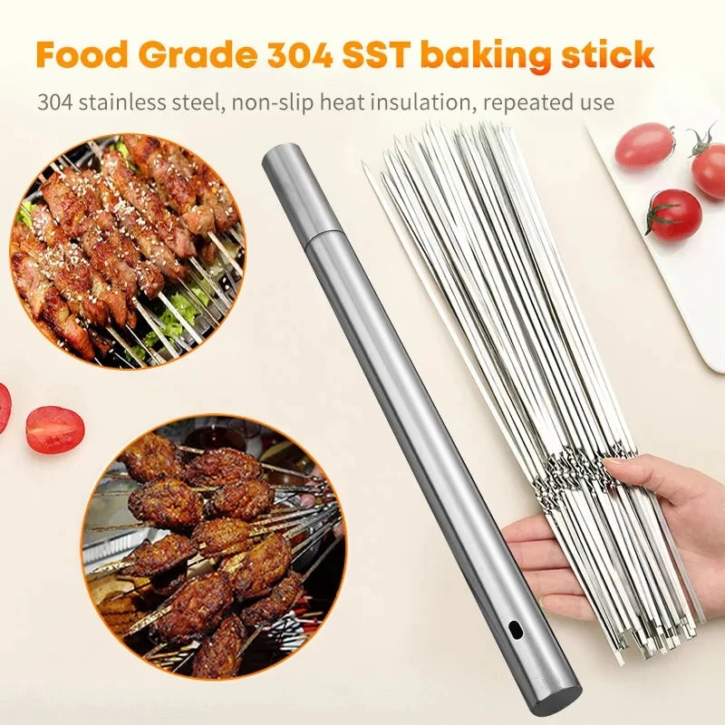 Barbecue Reusable Grill Stainless Steel Skewers