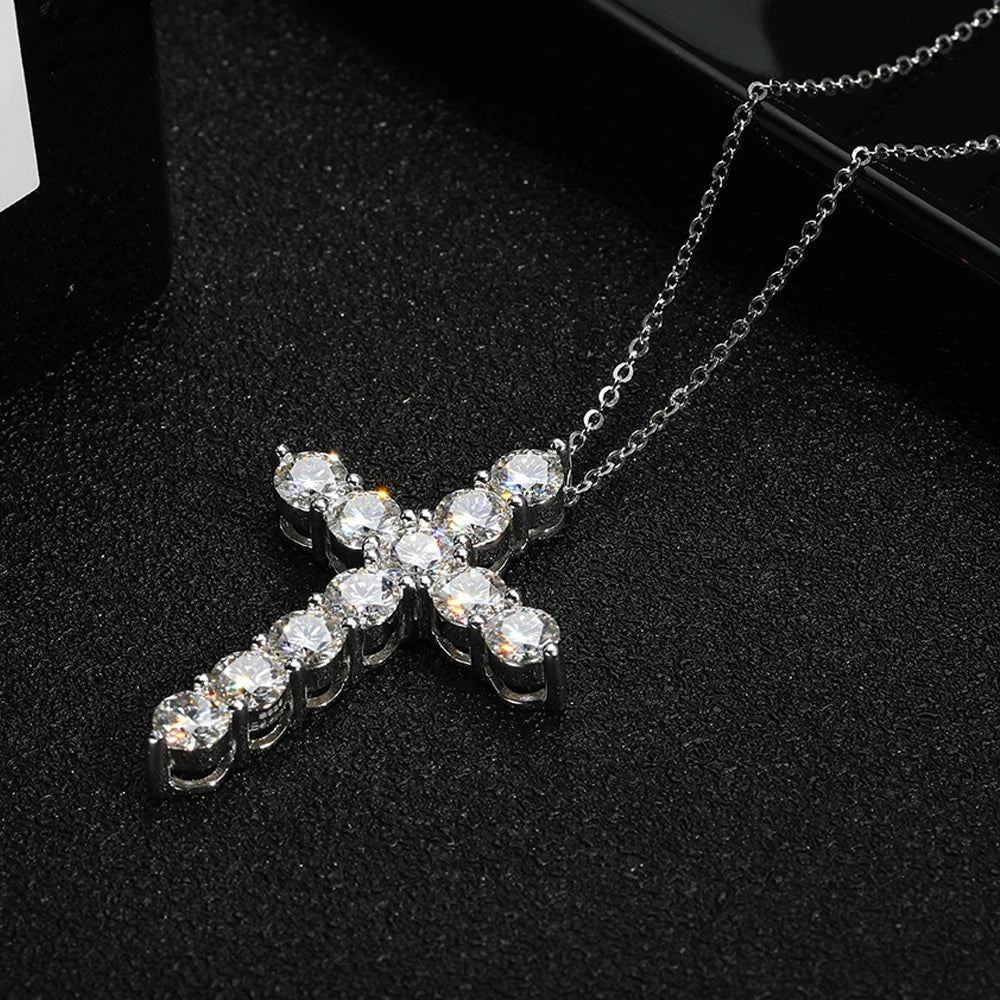 Cross Necklace G R A Certified S 925 Silver Jesus Pendant Neck Chain for Women