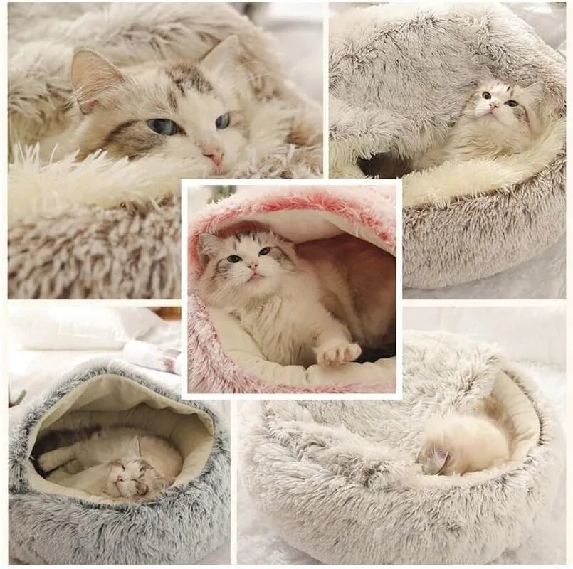 Warm Cat Dog 2 in 1 Sleeping Nest Cave for Small Dogs