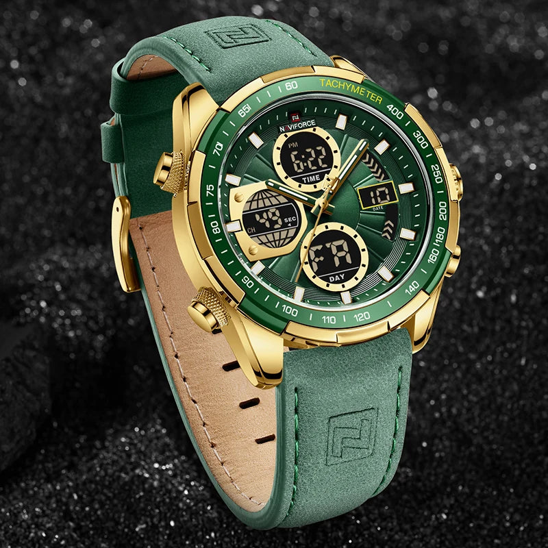 Watches for Men Leather  Military Sport Waterproof Watch