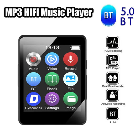 Portable HiFi MP3 Player Bluetooth 5.0 Music Stereo Speaker Mini MP4 Video Playback With TFT Screen TYPE-C Charging,Without Card