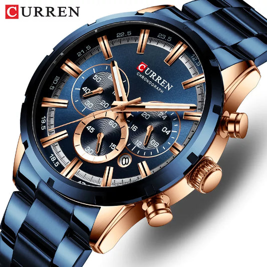 Top Brand Luxury Sports Quartz Men Watches Full Steel Waterproof