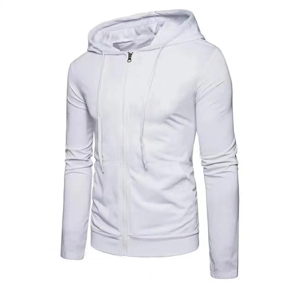 Men Sweatshirts Long Sleeve Jacket Hoodie Zipper Closure