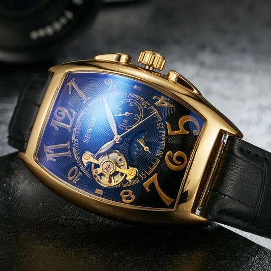 Top Fashion Luxury Gold Watch Men Mon Phase Tourbillon