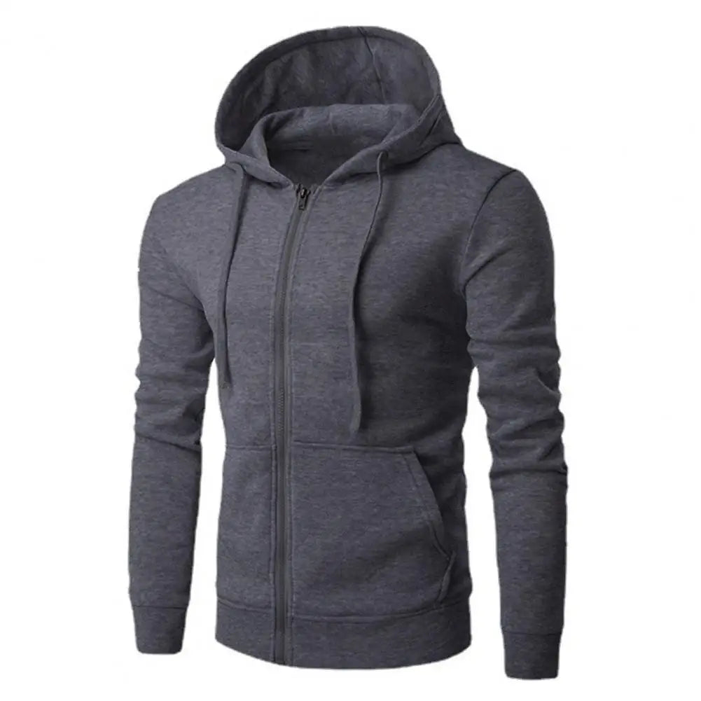 Men Sweatshirts Long Sleeve Jacket Hoodie Zipper Closure