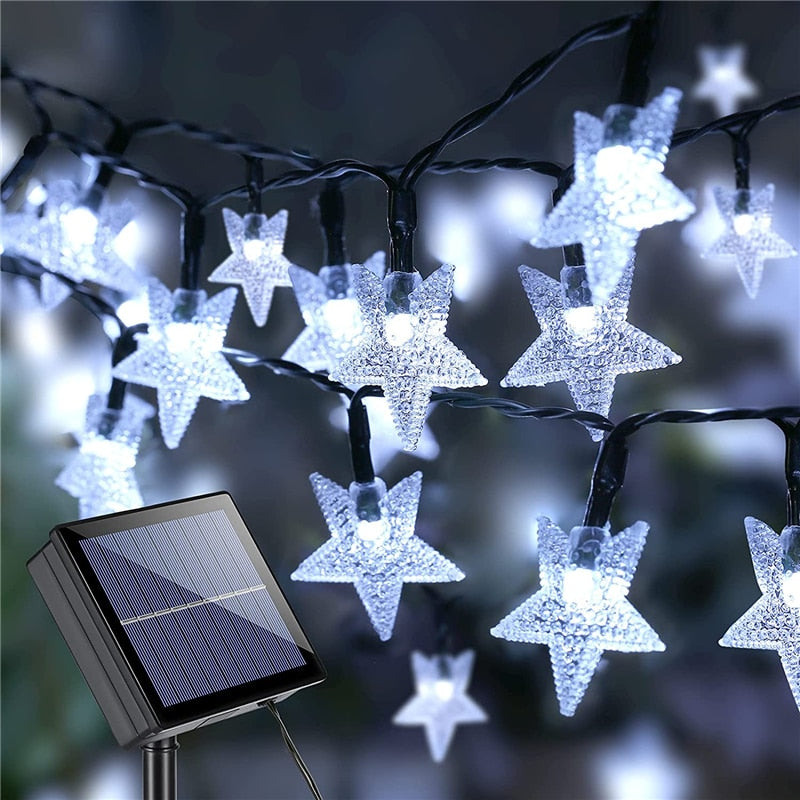 Outdoor Solar String Light 60 LED 8 Modes Crystal Ball/Star Lights Waterproof Solar Powered Twinkle Decor Lamp for Party Patio - mannisgreatdeals