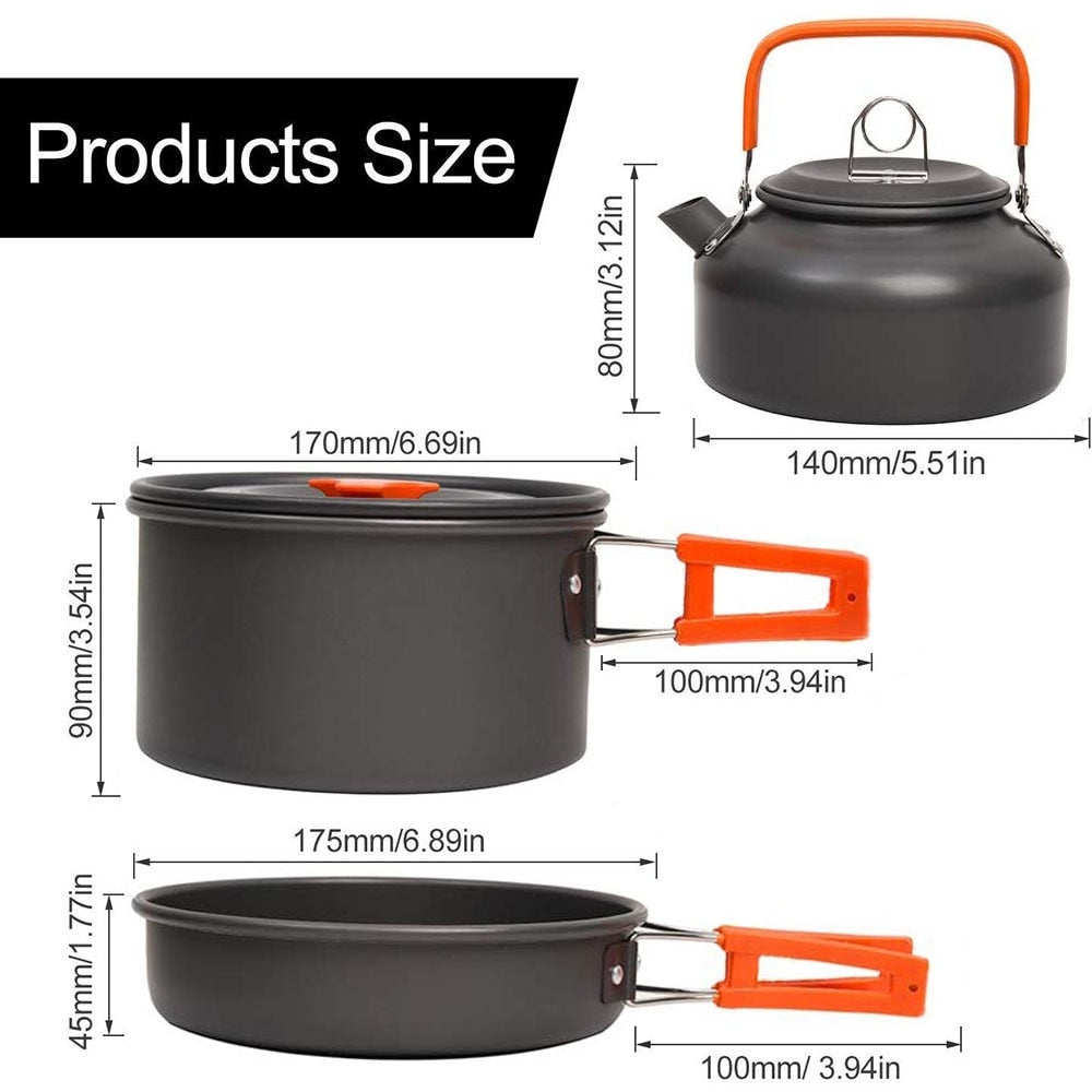 Camping Cookware Kit Outdoor Aluminum Cooking Set - mannisgreatdeals