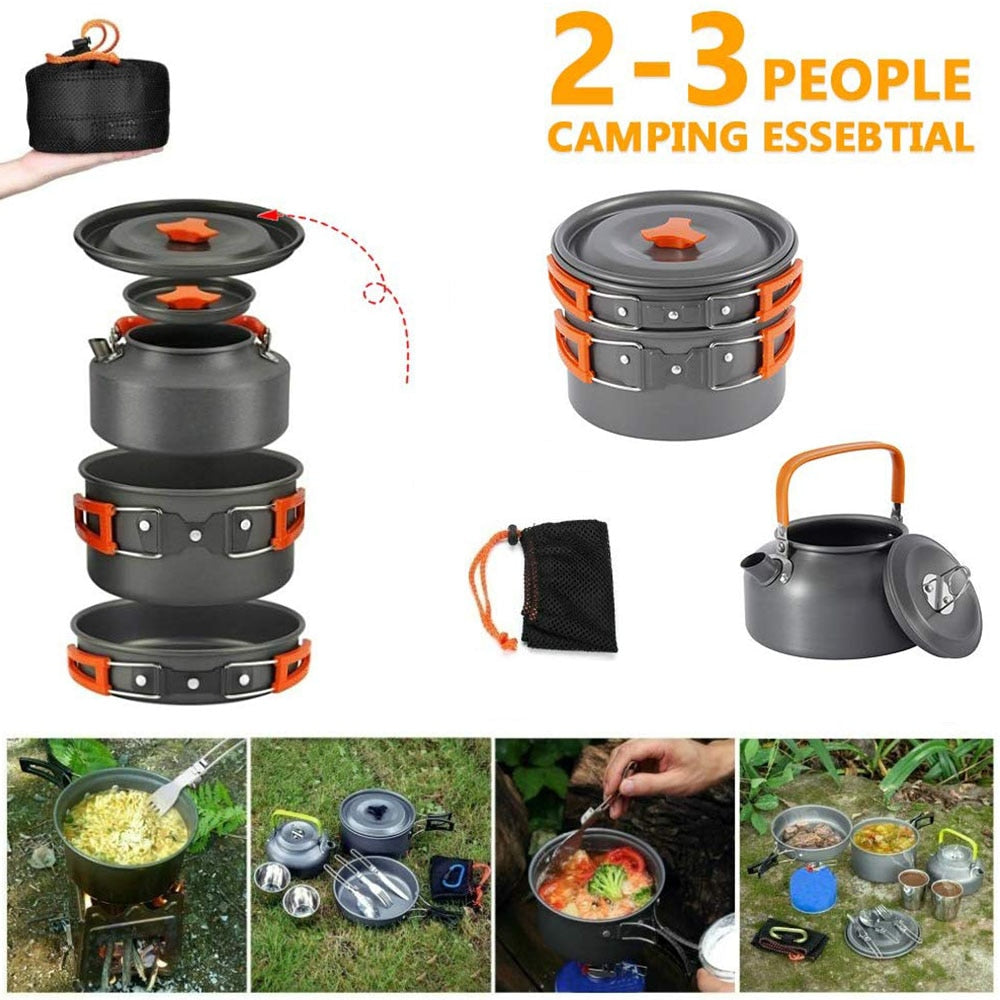 Camping Cookware Kit Outdoor Aluminum Cooking Set - mannisgreatdeals