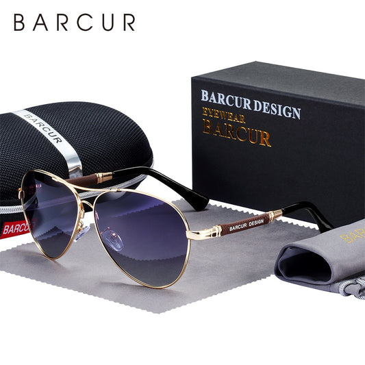 BARCUR Design Titanium Alloy Sunglasses Polarized Men&#39;s Sun Glasses Women Pilot Gradient - mannisgreatdeals