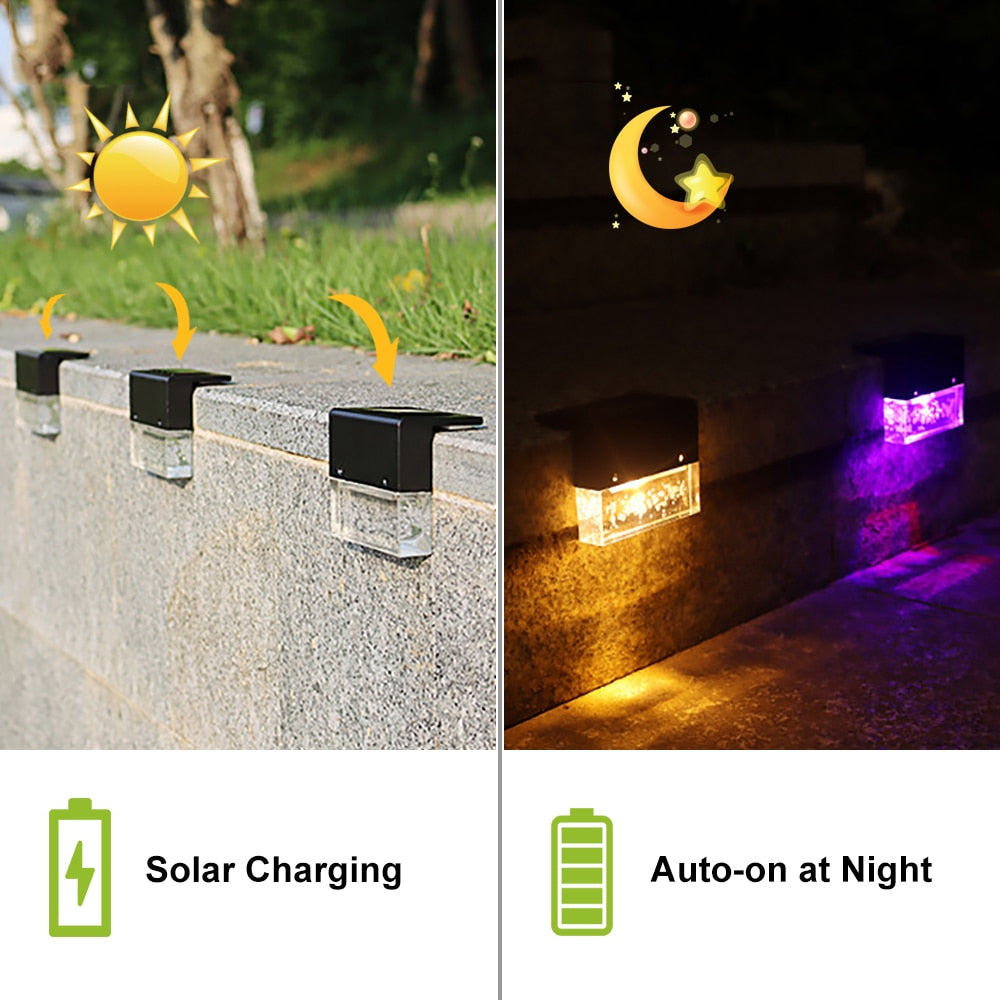 Solar LED Light Outdoors Garden Waterproof Passage Courtyard Terrace Guardrail Step Light - mannisgreatdeals