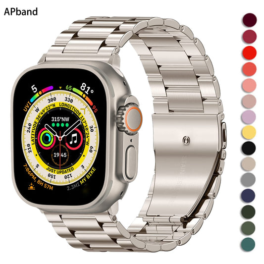 Stainless Steel Strap For Apple Watch Band 49mm 45mm 41mm 40mm 44mm Metal correa Bracelet belt iwatch series 7 6 5 SE 8 Ultra - mannisgreatdeals