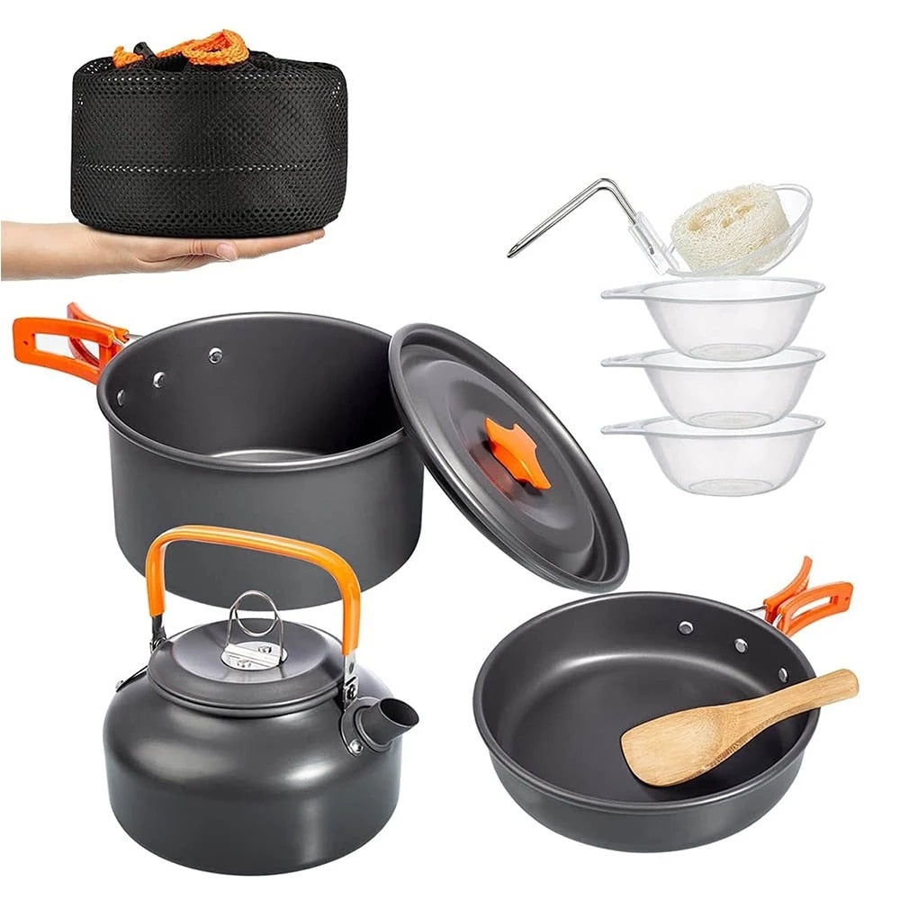 Camping Cookware Kit Outdoor Aluminum Cooking Set - mannisgreatdeals