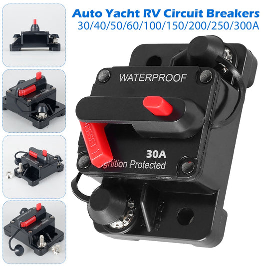 30A-300A Circuit Breaker Fuse Reset 12-48V DC Manual Reset Inline Fuse Inverter IP67 Waterproof Car Yacht Auto Circuit Breaker - mannisgreatdeals