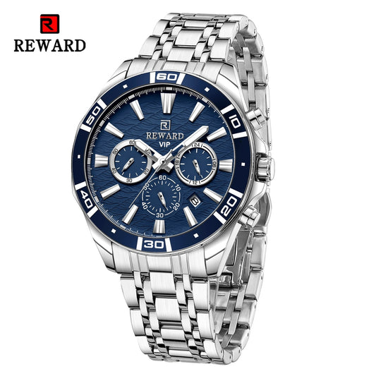 New Design REWARD VIP Business Watches for Men Stainless Quartz Wristwatches Waterproof - mannisgreatdeals