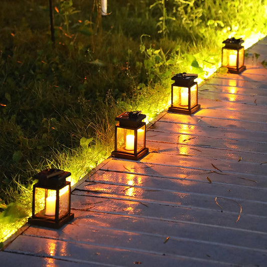 Solar Candle Lantern Outdoor LED Solar Light Waterproof Hanging Lanter - mannisgreatdeals