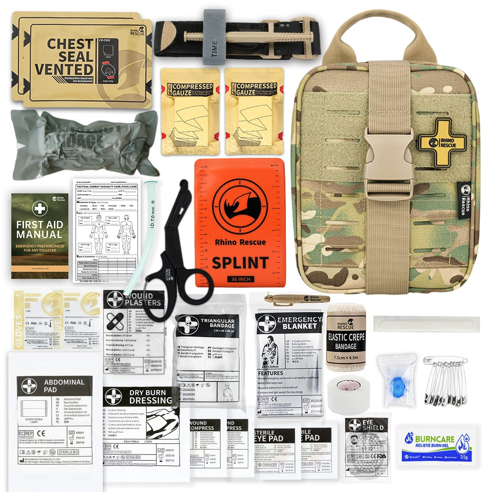 RHINO RESCUE IFAK Trauma Kit First Aid Medical Pouch Emergency  Survival Gear and Equipment with Molle Car Travel Hiking - mannisgreatdeals