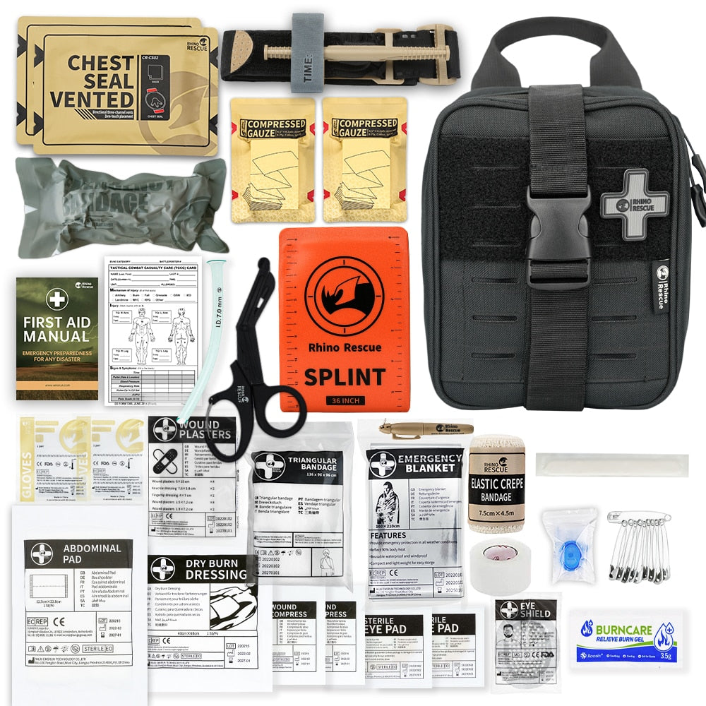 RHINO RESCUE IFAK Trauma Kit First Aid Medical Pouch Emergency  Survival Gear and Equipment with Molle Car Travel Hiking - mannisgreatdeals
